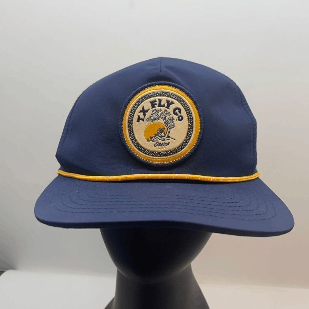 TX Fly Co Cap Mens Blue Rope Patch Casual Logo